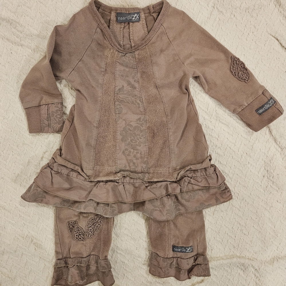Brown Baby Outfit with Lace Details